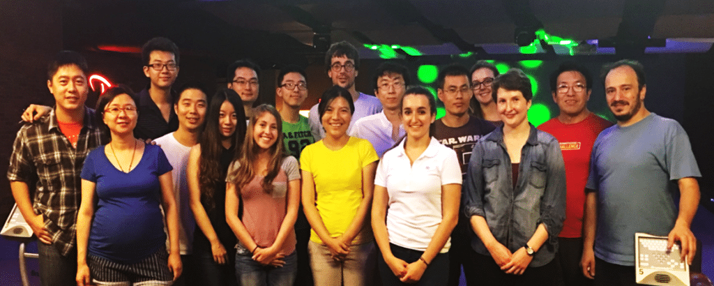 Lab members participating in team building at Revolutions Bowling in 2016